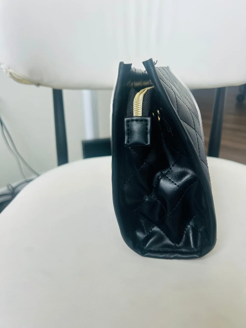 Younique Black Quilted Wristlet with Gold Logo Accent